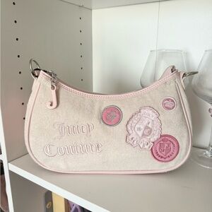 Juicy Couture “Juicy Girls Rule” Pink Terry Cloth Logo Patch Shoulder Bag